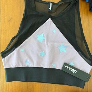 NWT Ultracor Sports Bra and Leggings Set with Iridescent Stars S